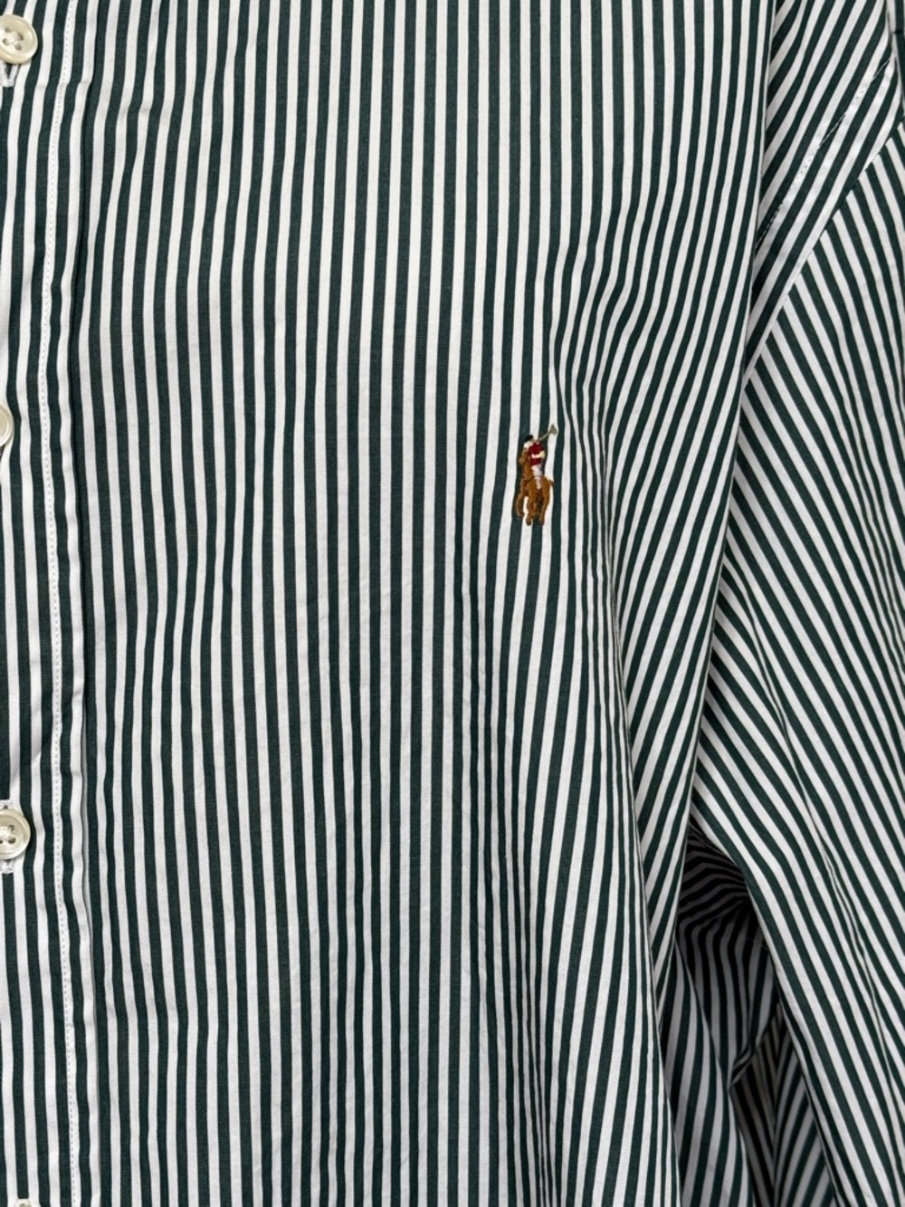 Ralph Lauren Green Stripe Button Down Shirt Sz 18 (36-37) Lightweight Cotton - Picture 8 of 11
